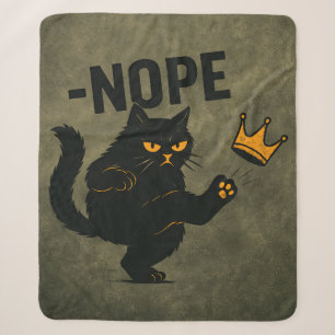 No Kings In America Black Cat Funny Kicking Crown Sherpa Blanket