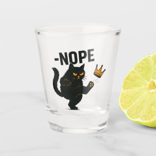 No Kings In America Black Cat Funny Kicking Crown Shot Glass