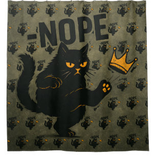 No Kings In America Black Cat Funny Kicking Crown Shower Curtain