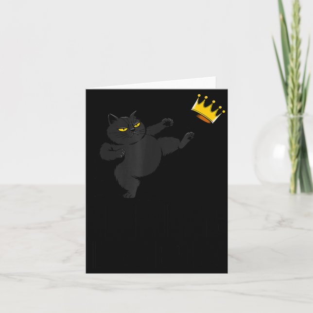 No Kings In America Black Cat Funny Litical Meme 4 Card (Front)