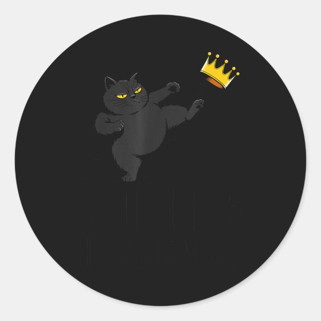 No Kings In America Black Cat Funny Litical Meme 4 Classic Round Sticker (Front)