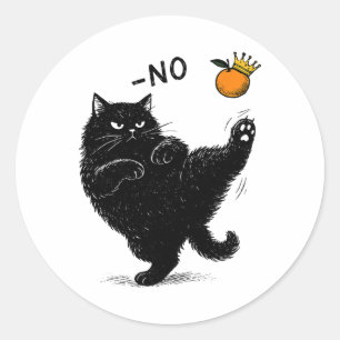 No Kings In America Black Cat Funny Political Meme Classic Round Sticker