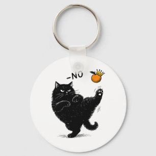No Kings In America Black Cat Funny Political Meme Key Ring