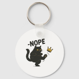 No Kings In America Black Cat Funny Political Meme Key Ring