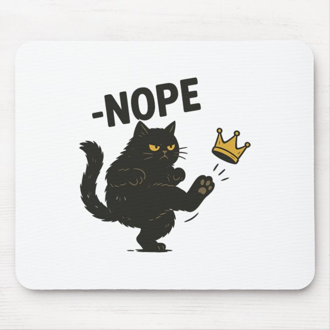No Kings In America Black Cat Funny Political Meme Mouse Mat (Front)