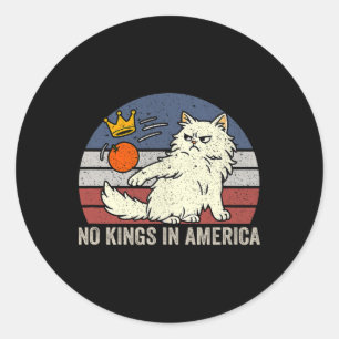 No Kings In America Black Cat Political Anti Trump Classic Round Sticker