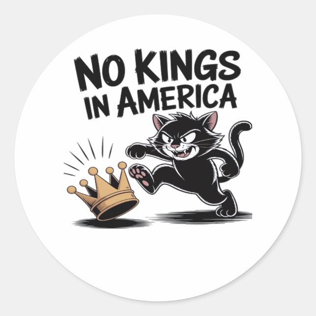 No Kings In America Classic Bold Casual Classic Round Sticker (Front)