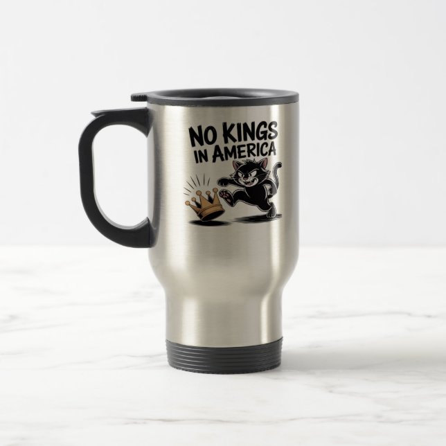 No Kings In America Classic Bold Casual Travel Mug (Left)