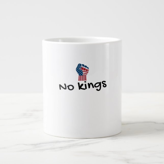 No Kings In America Classic Minimal Clean Large Coffee Mug (Front)
