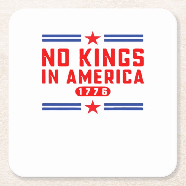No Kings In America Classic Minimal Clean Square Paper Coaster (Front)
