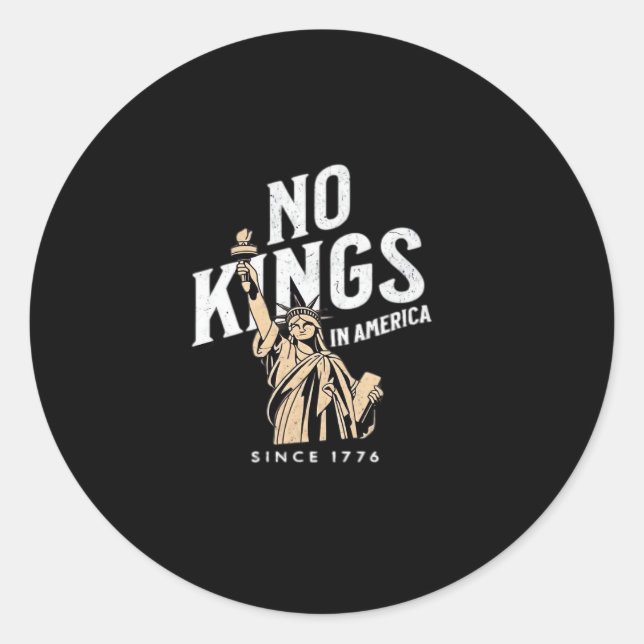 No Kings In America Classic Patriotic Style Classic Round Sticker (Front)