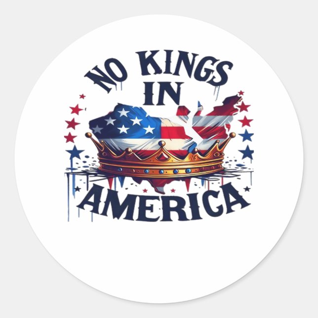 No Kings In America Classic Retro Cool Classic Round Sticker (Front)