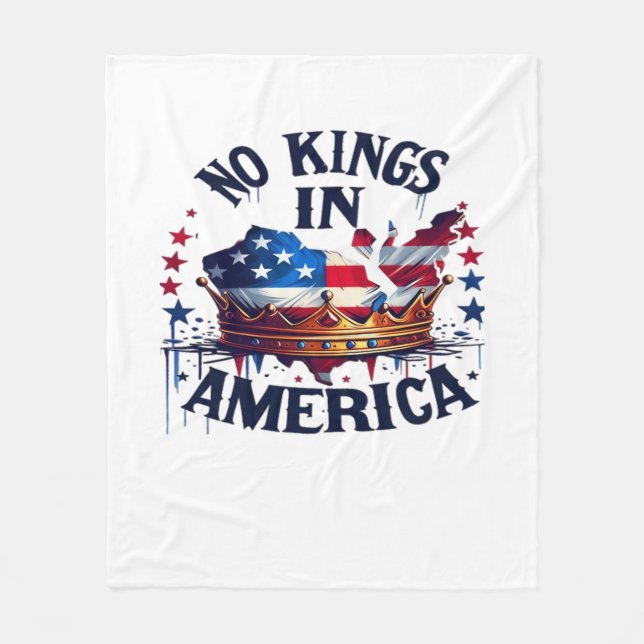 No Kings In America Classic Retro Cool Fleece Blanket (Front)