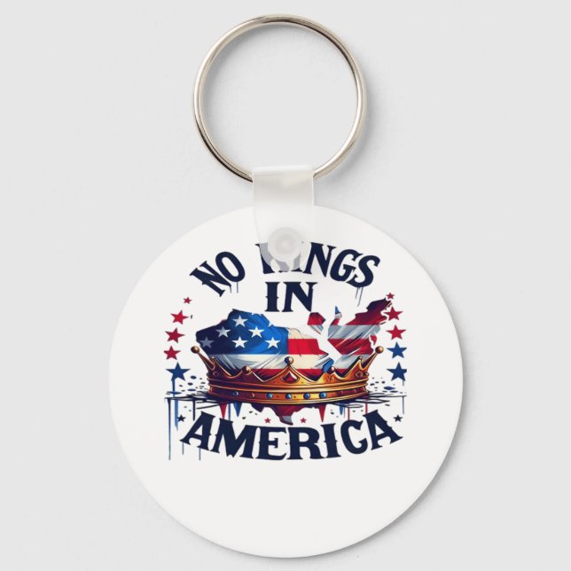 No Kings In America Classic Retro Cool Key Ring (Front)