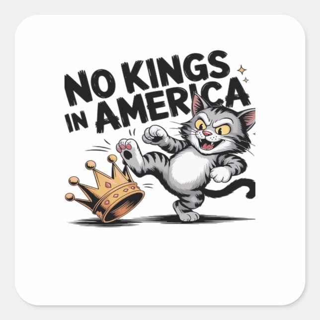 No Kings In America Classic Retro Graphic Square Sticker (Front)
