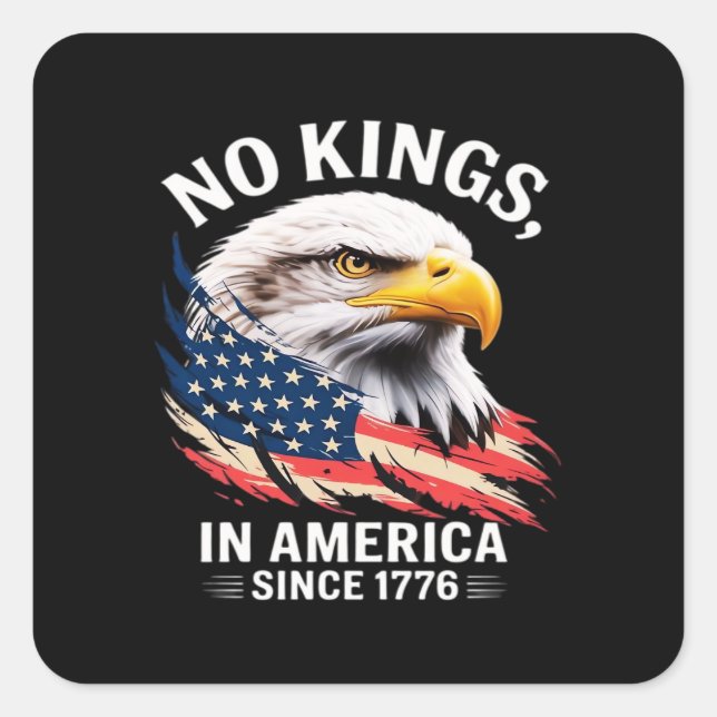 No Kings In America Classic Retro Graphic Square Sticker (Front)