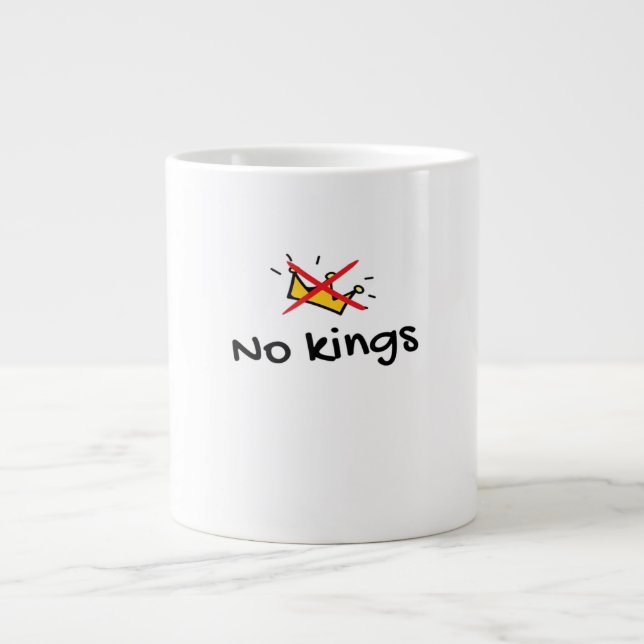 No Kings In America Classic Retro Style Large Coffee Mug (Front)