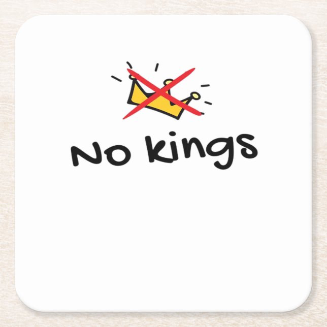 No Kings In America Classic Retro Style Square Paper Coaster (Front)