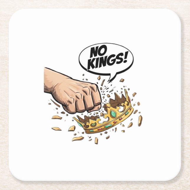 No Kings In America Creative Design Square Paper Coaster (Front)