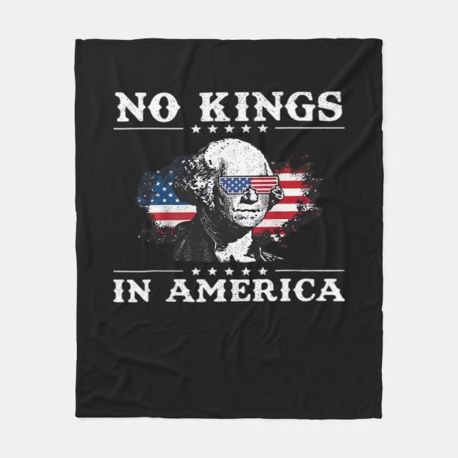No Kings In America Doge Classic Funny Meme Fleece Blanket (Front)