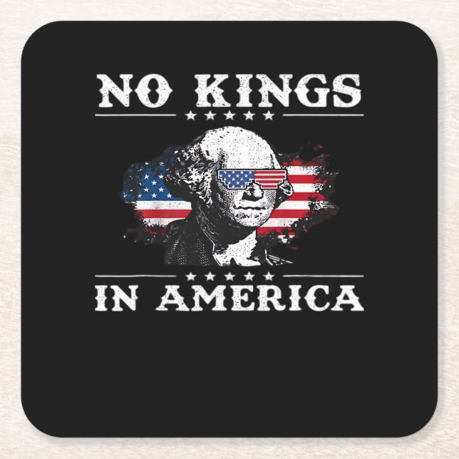 No Kings In America Doge Classic Funny Meme Square Paper Coaster (Front)