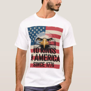 No Kings in America Eagle Flag Print T-Shirt