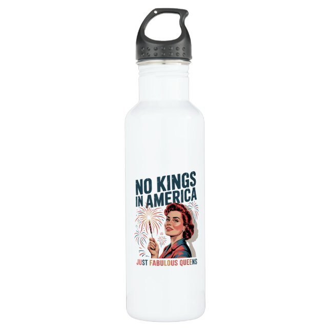 No Kings In America Fabulous Queens Pride 2025 Des 710 Ml Water Bottle (Front)