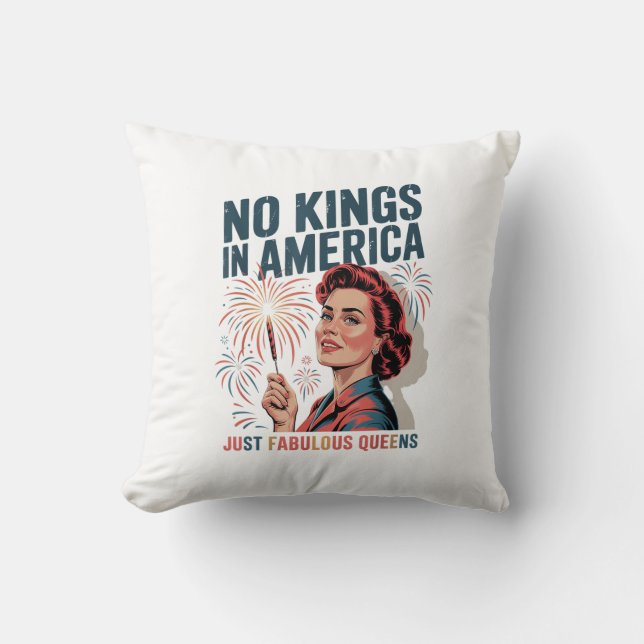 No Kings In America Fabulous Queens Pride 2025 Des Cushion (Front)