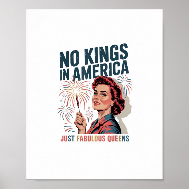 No Kings In America Fabulous Queens Pride 2025 Des Poster (Front)