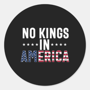 No Kings In America Flag Protest Save Democracy 14 Classic Round Sticker