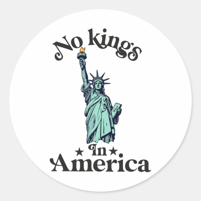 No Kings In America Flag Protest Save Democracy 2  Classic Round Sticker (Front)
