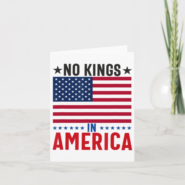 No Kings In America Flag Protest Save Democracy 4  Card (Front)