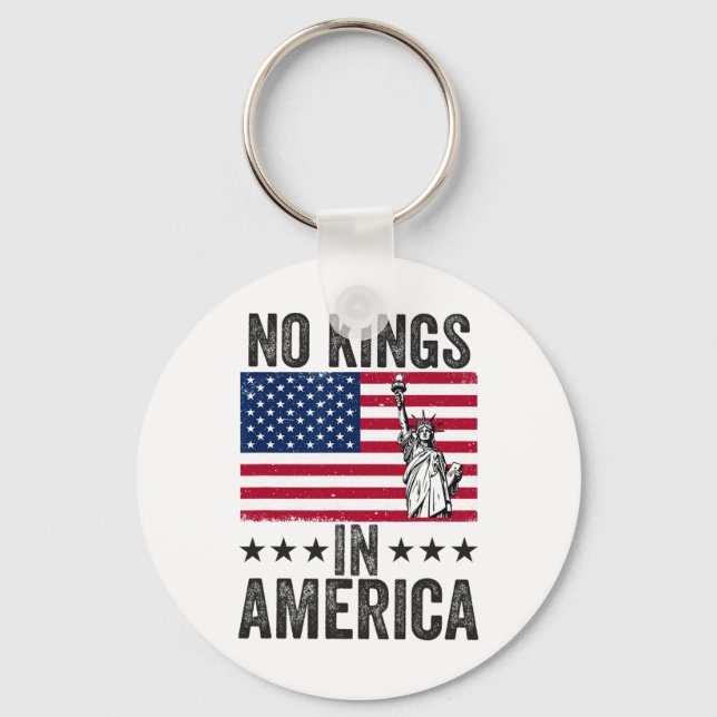 No Kings In America Flag Protest Save Democracy 6  Key Ring (Front)