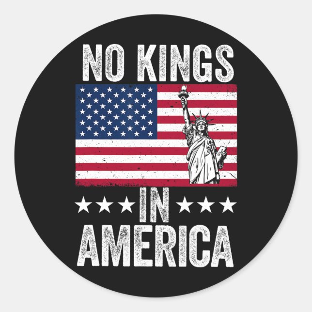 No Kings In America Flag Protest Save Democracy 9  Classic Round Sticker (Front)