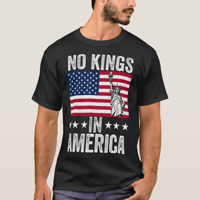 No Kings In America Flag Protest Save Democracy 9  T-Shirt (Front)