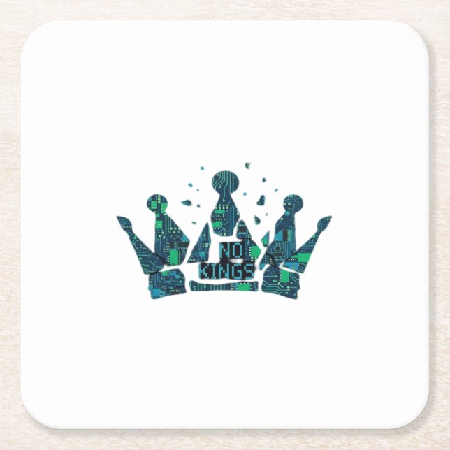 No Kings In America Freedom Aesthetic Square Paper Coaster (Front)