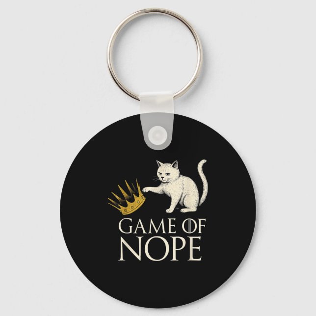 No Kings In America Funny Black Cat Kicking Crown  Key Ring (Front)