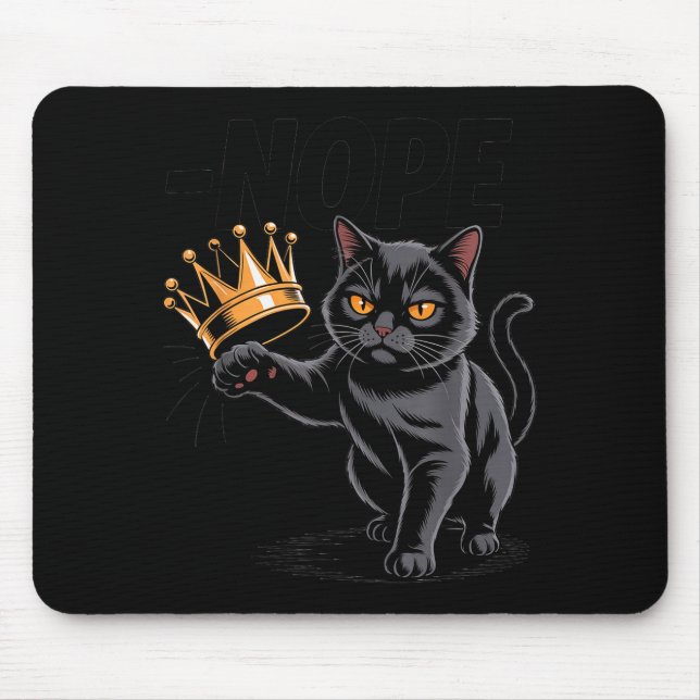 No Kings In America Funny Black Cat Kicking Crown  Mouse Mat (Front)