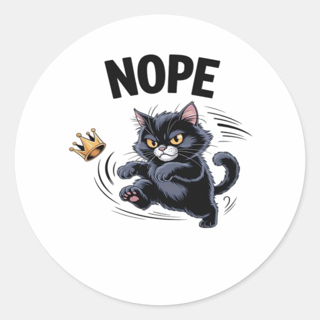 No Kings In America Funny Kicking Crown Classic Vi Classic Round Sticker (Front)