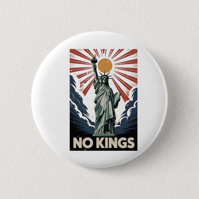 No Kings In America Liberity Status USA Democrats  6 Cm Round Badge (Front)