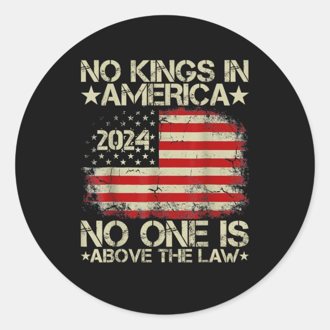 No Kings In America Minimal Clean Classic Round Sticker (Front)