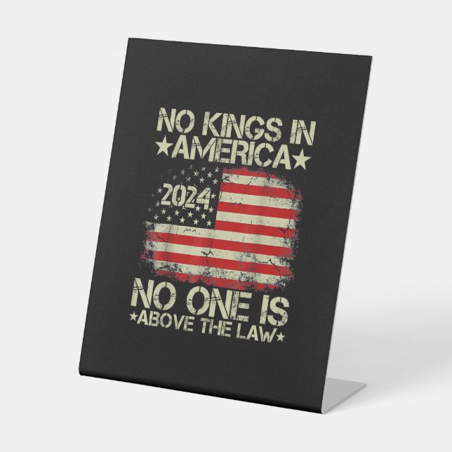No Kings In America Minimal Clean Pedestal Sign (Front)