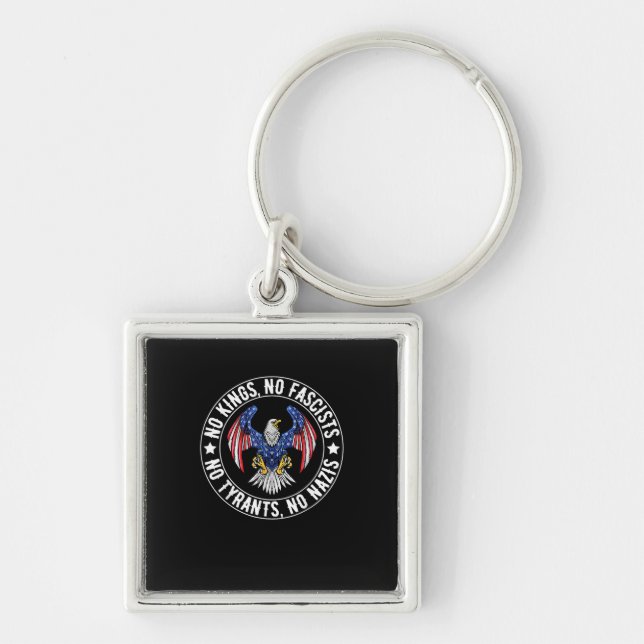 No Kings In America No Fascists We The People Poli Key Ring (Front)