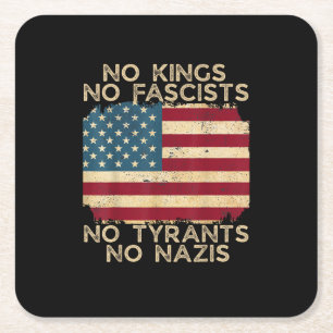 No Kings In America No Fascists We The People Poli Square Paper Coaster