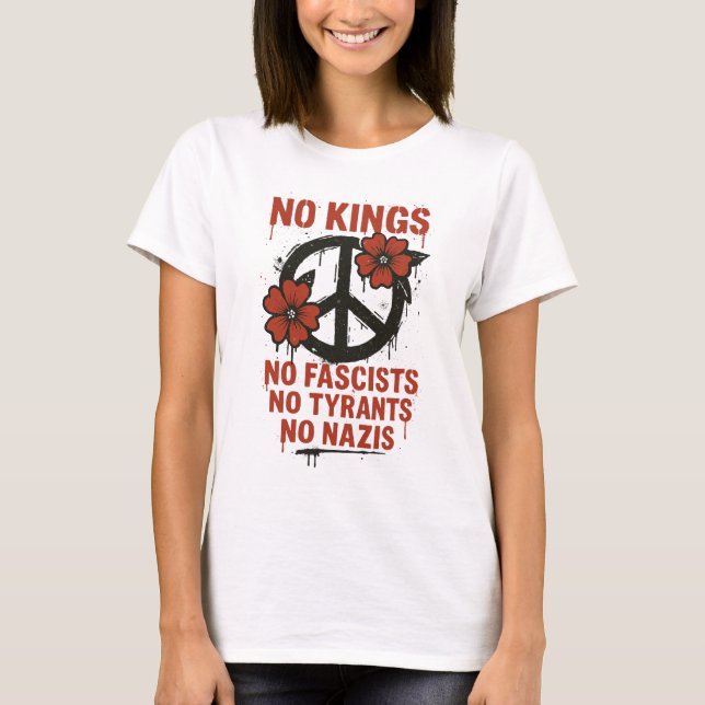No Kings in America, No Kings Day Protest T-Shirt (Front)