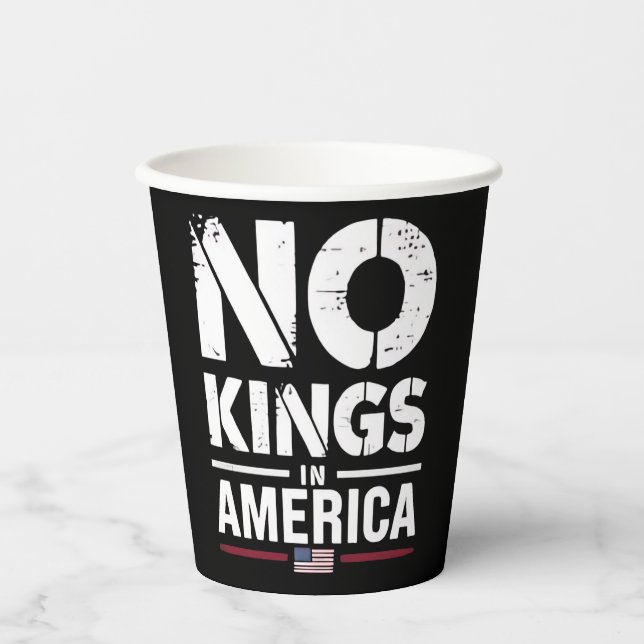 No Kings in America Patriotic American Flag Paper Cups (Front)