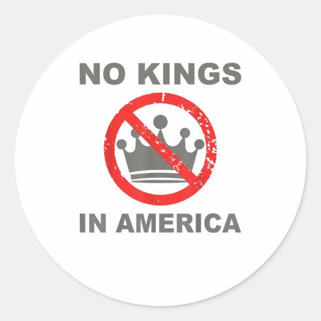 No Kings In America Patriotic Casual Classic Round Sticker (Front)
