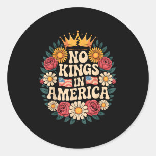 No Kings In America Patriotic Democracy Dom Retro Classic Round Sticker