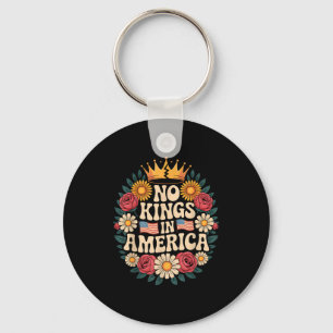No Kings In America Patriotic Democracy Dom Retro  Key Ring