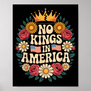 No Kings In America Patriotic Democracy Dom Retro  Poster